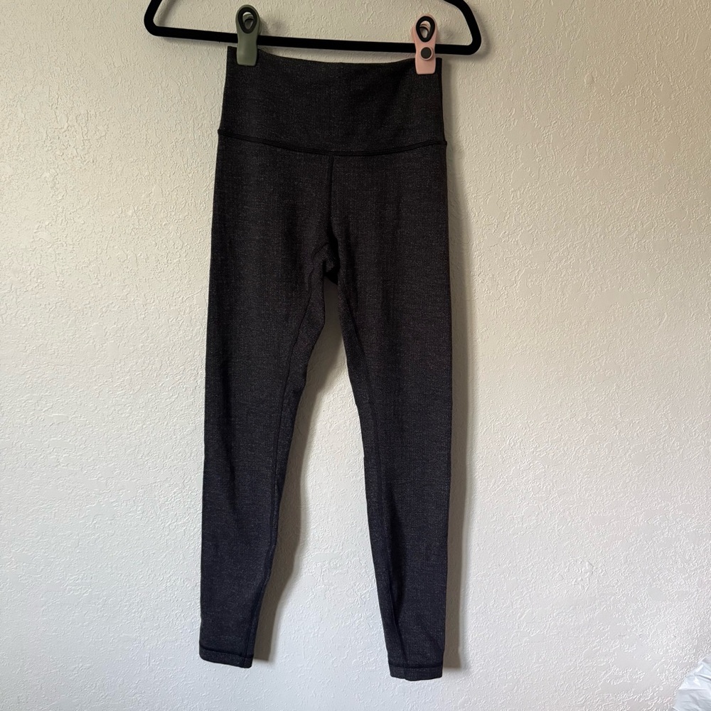 Lululemon High Rise Wunder Under Line Up Gray Leggings Women's Size 6